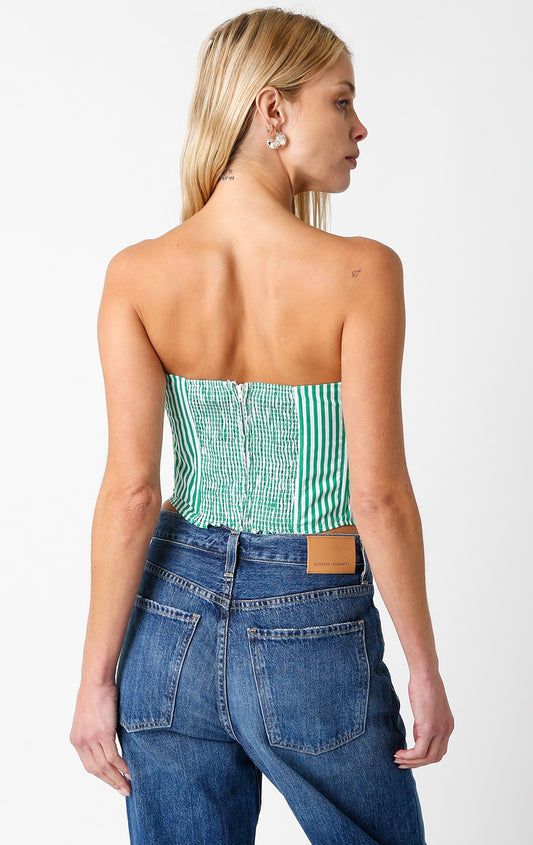 GREEN STRIPE CORSET TOP