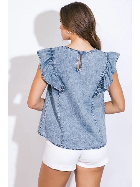 ACID WASH DENIM TOP