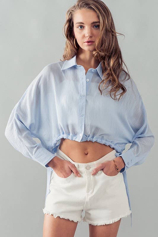TIE HEM BUTTON DOWN SHIRT
