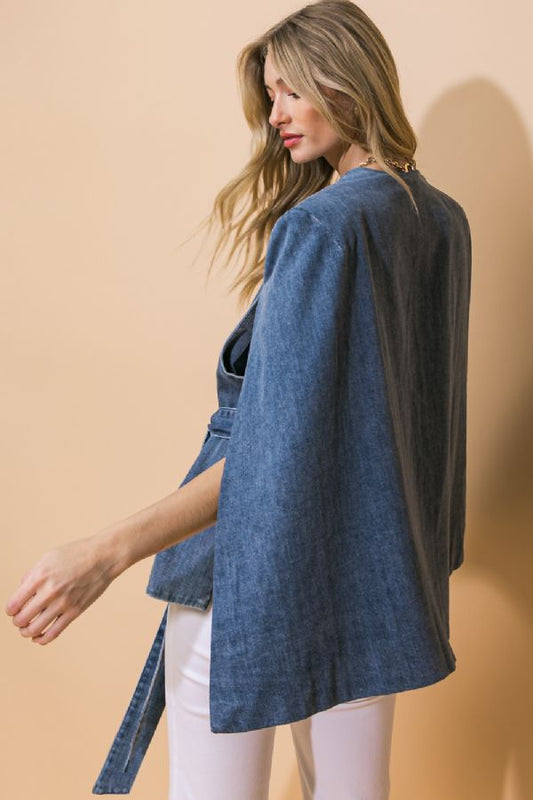 DENIM BLAZER CAPE