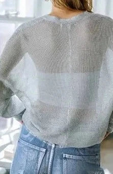METALLIC KNITTED ZIP UP