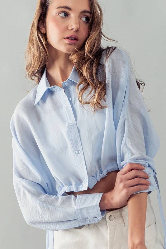 TIE HEM BUTTON DOWN SHIRT
