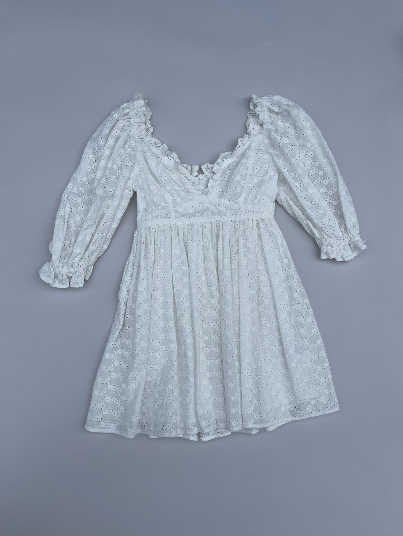 WHITE EMBROIDERED FLORAL DRESS