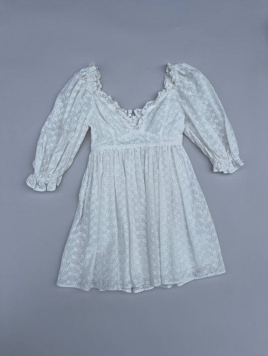 WHITE EMBROIDERED FLORAL DRESS