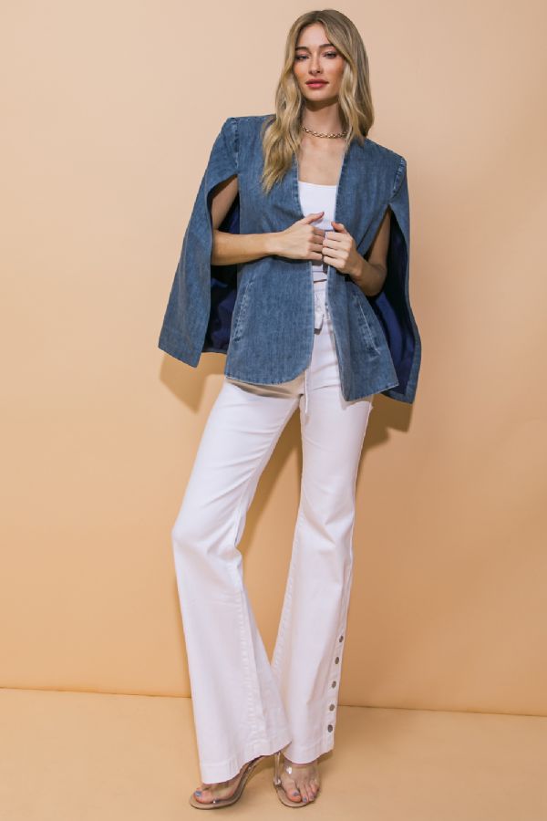 DENIM BLAZER CAPE