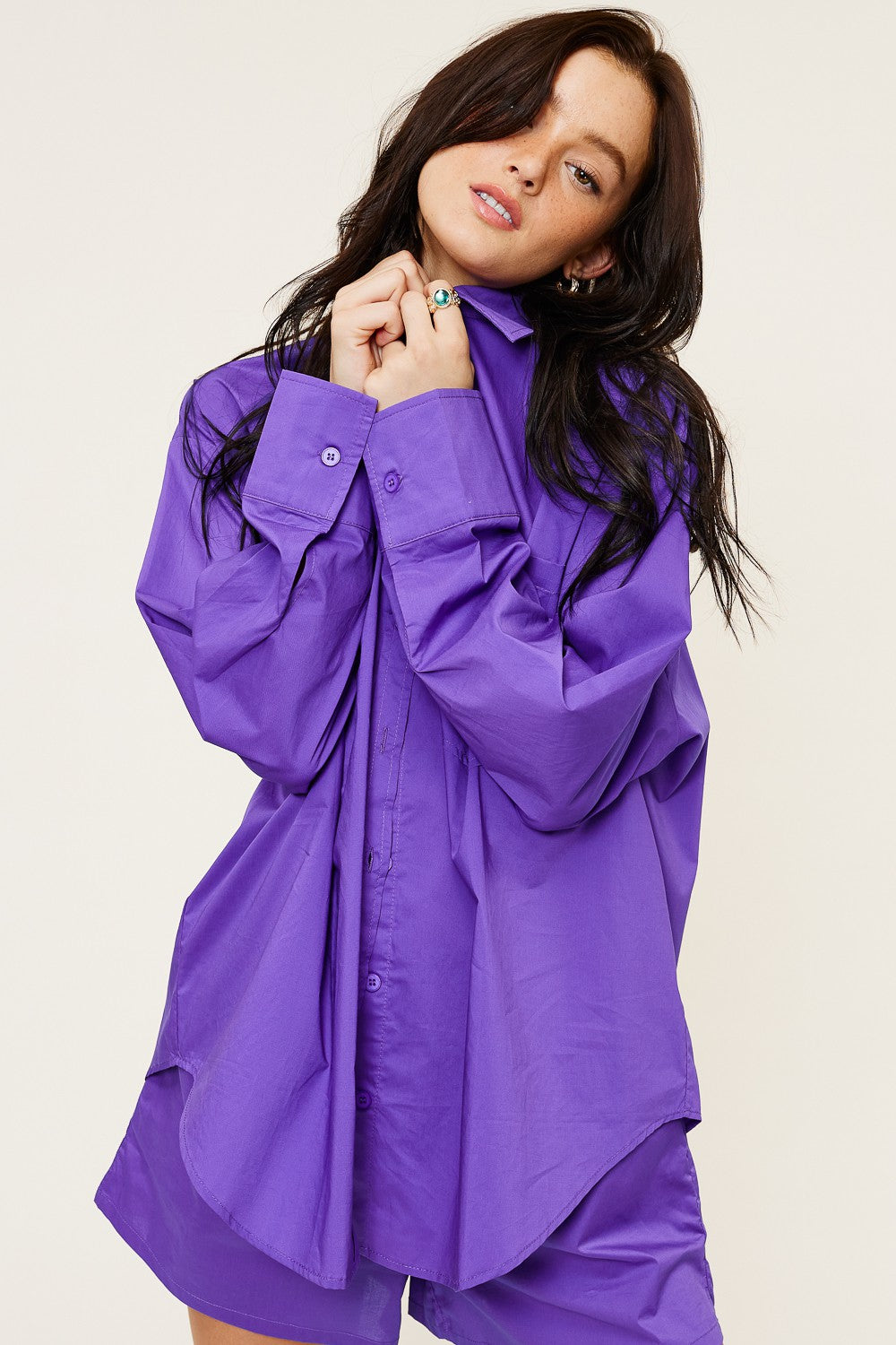 PURPLE BUTTON DOWN TOP (set sold separately)