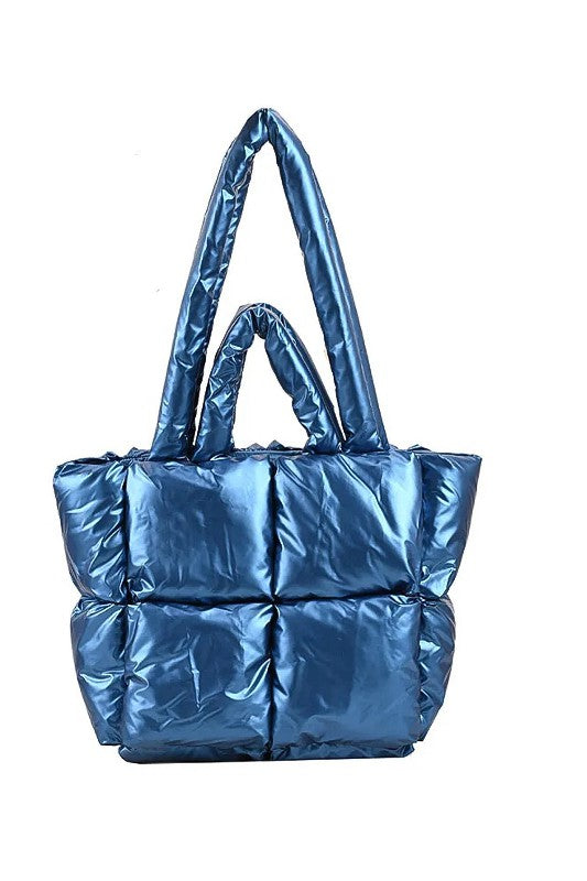 METALLIC QUILTED TOTE BAG