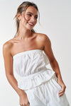 WHITE RUCHED BUSTIER TOP