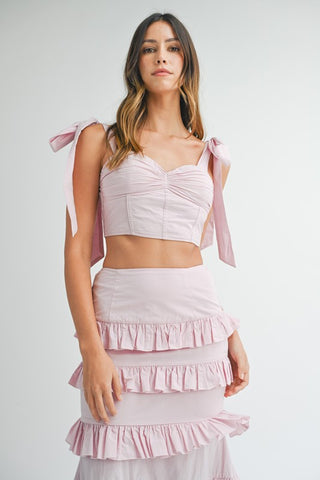 PINK CONTRAST BOW STRAPPY ROMPER
