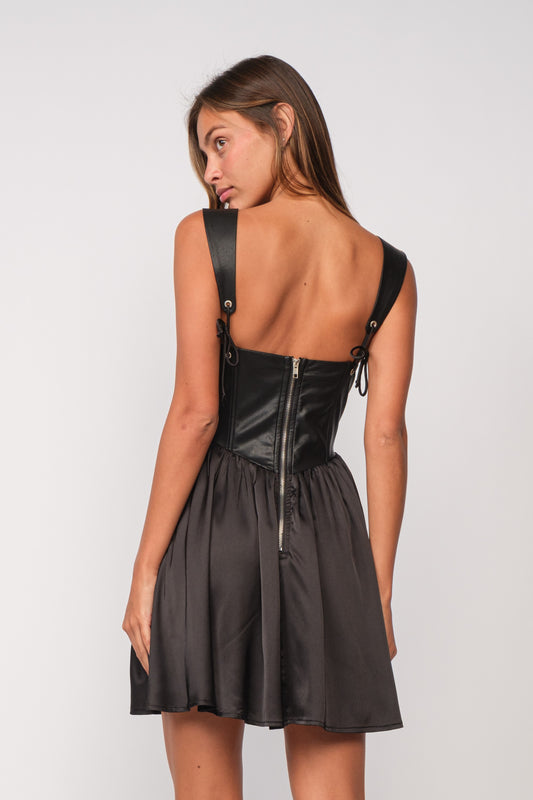 BLACK CORSET MINI DRESS
