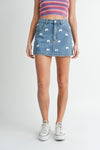 MINI BOW DENIM SKIRT