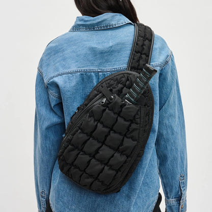 BLACK QUILTED PUFFER PICKLEBALL SLING