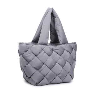 GRAY WOVEN PUFFER TOTE