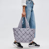 GRAY WOVEN PUFFER TOTE