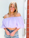 ORCHID PINSTRIPE COTTON TWILL BANDEAU TOP