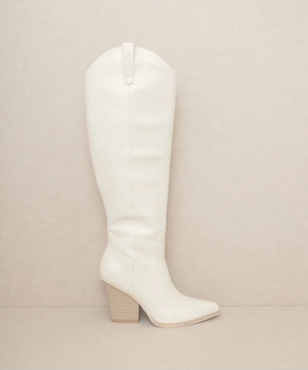 WHITE KNEE HIGH BOOTS