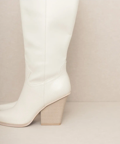 WHITE KNEE HIGH BOOTS