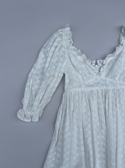 WHITE EMBROIDERED FLORAL DRESS