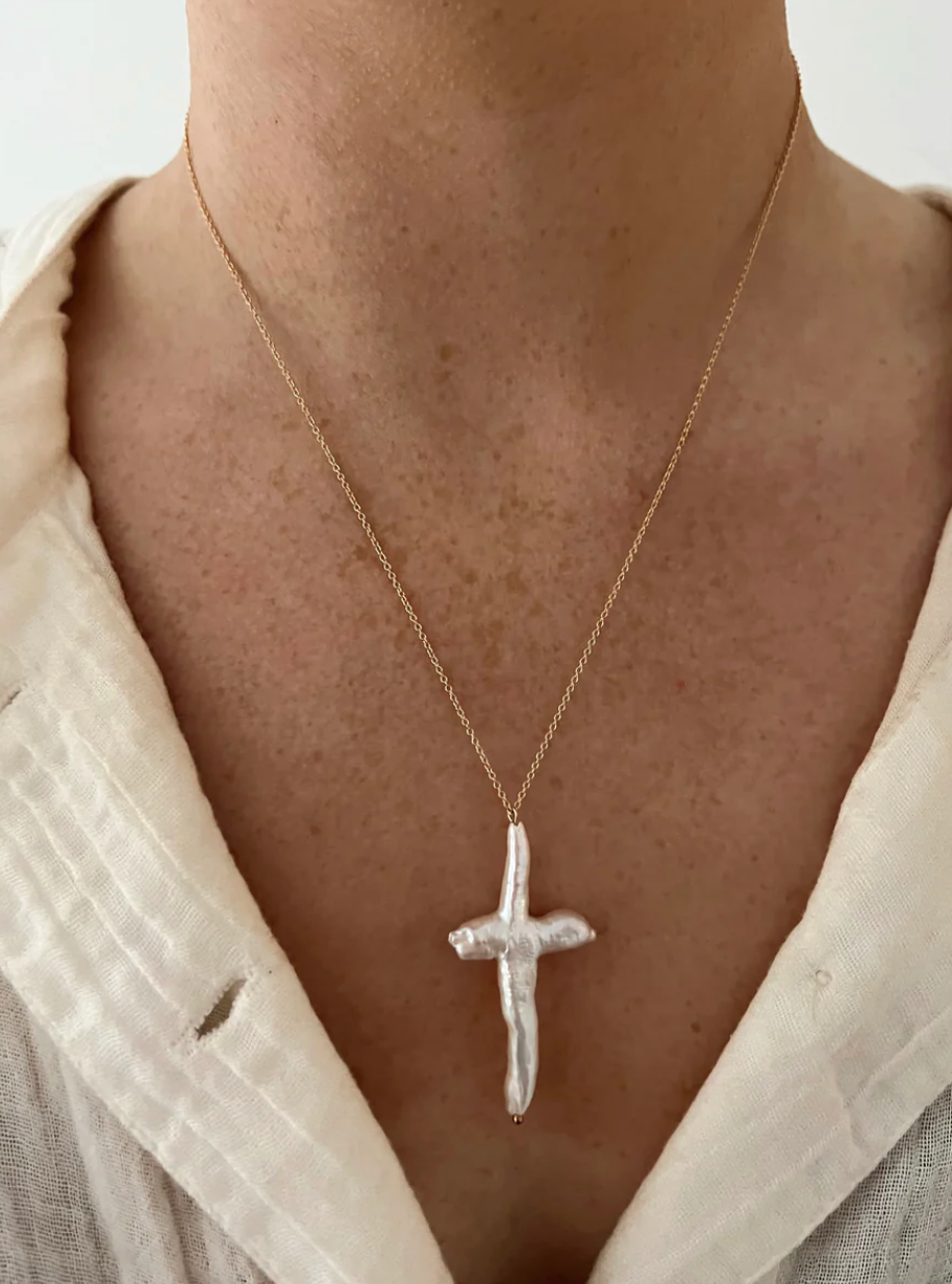 PEARL CROSS NECKLACE