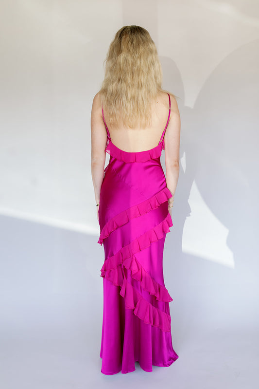 PINK RUFFLE MAXI DRESS