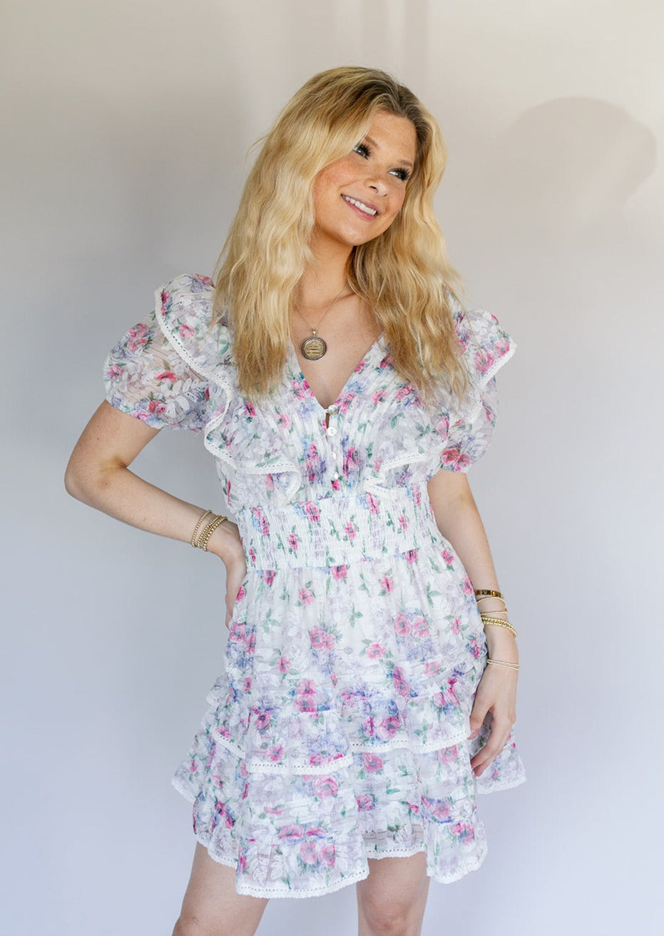 LOVE STORY - FLORAL RUFFLE DRESS
