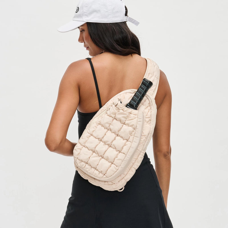 CREAM QUILTED PUFFER PICKLEBALL SLING