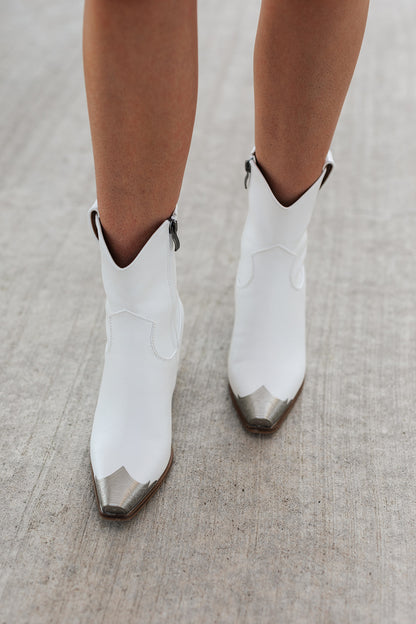 WHITE MINI COWBOY BOOTS