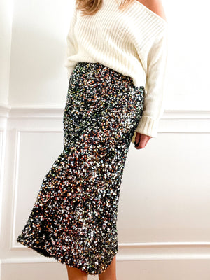 SEQUIN MIDI SKIRT